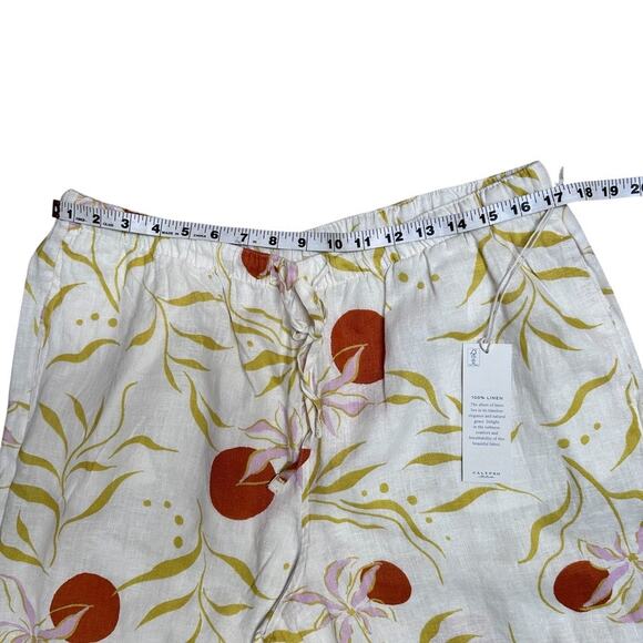 CALYPSO St. Barth 100% Linen Wide Leg Pants White Floral Print Size XL NWT - Picture 2 of 5